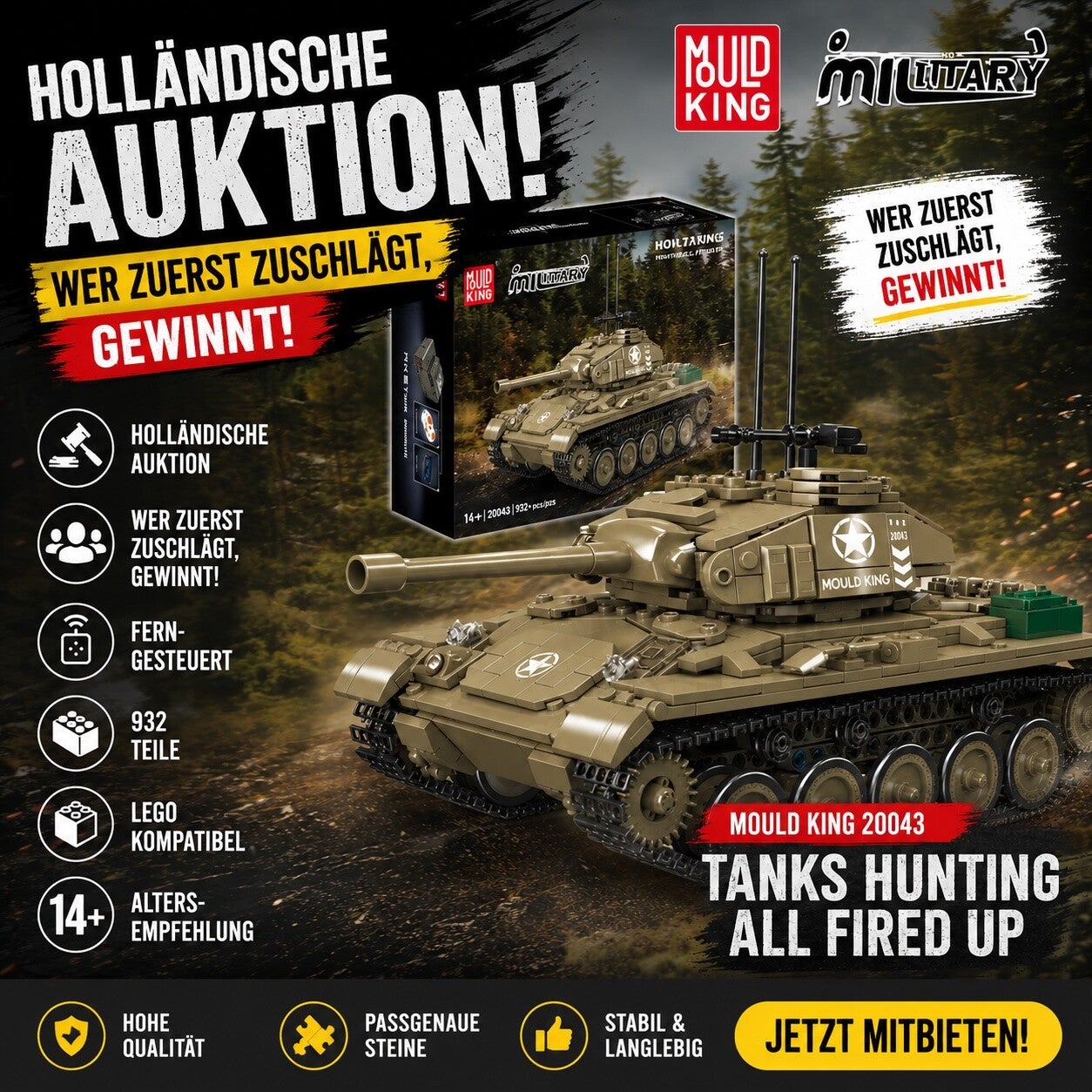 Mould King 20043 Tanks Hunting All Fired Up