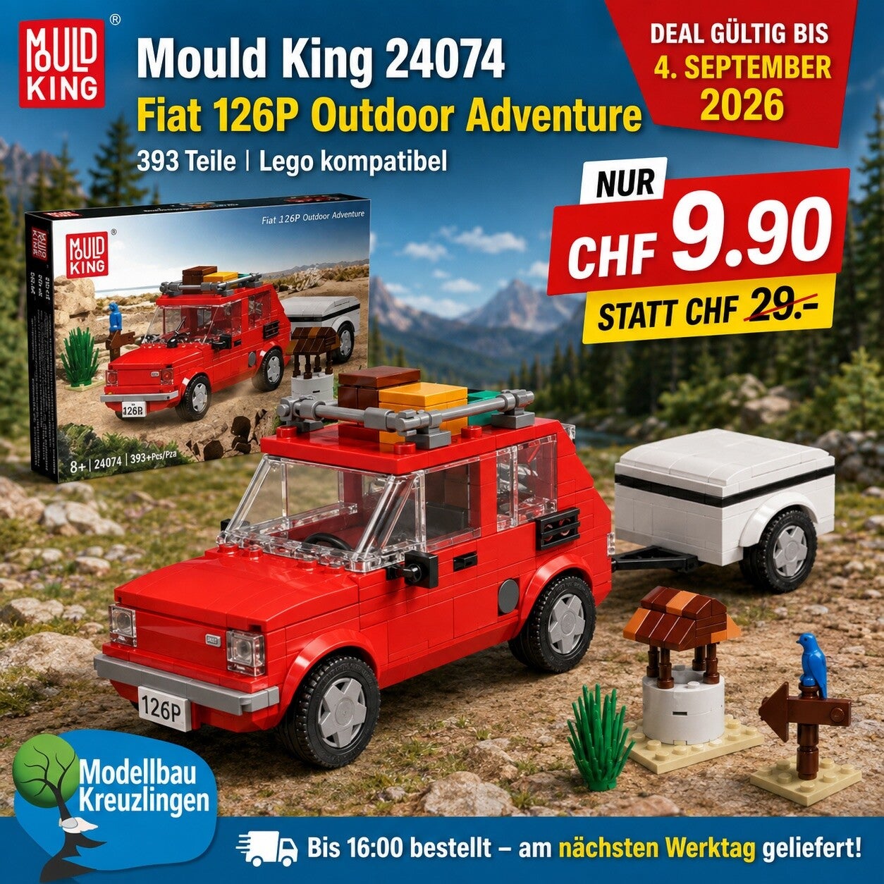 Mould King 24074 Fiat 126P Outdoor Adventure