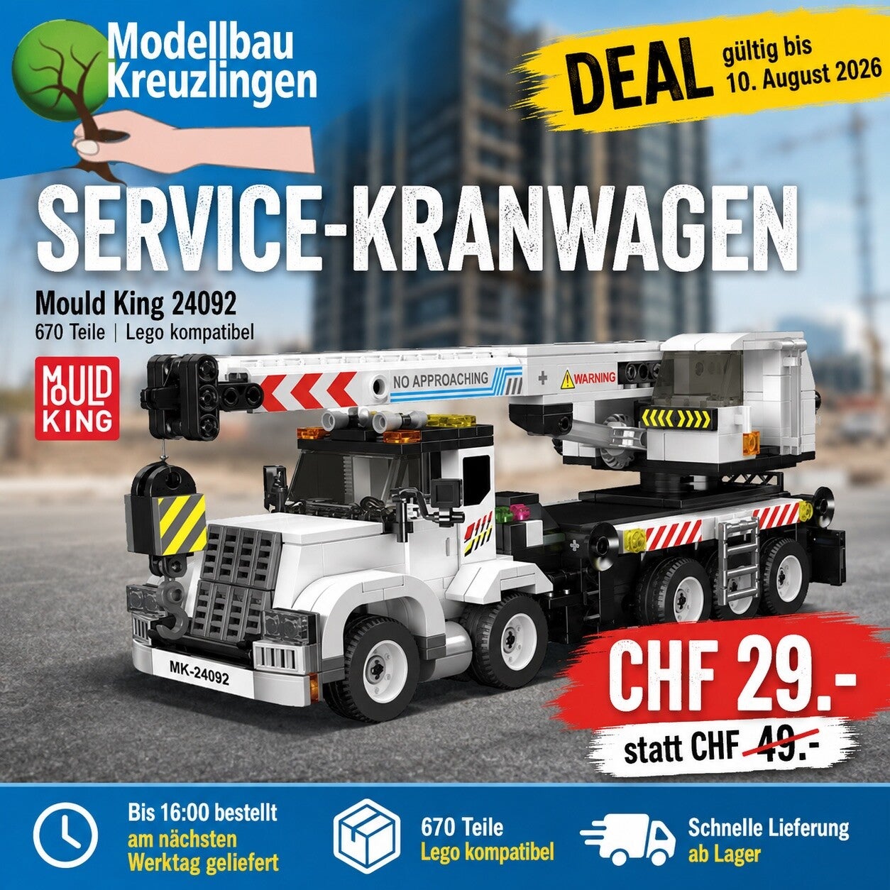 Mould King 24092 Service-Kranwagen
