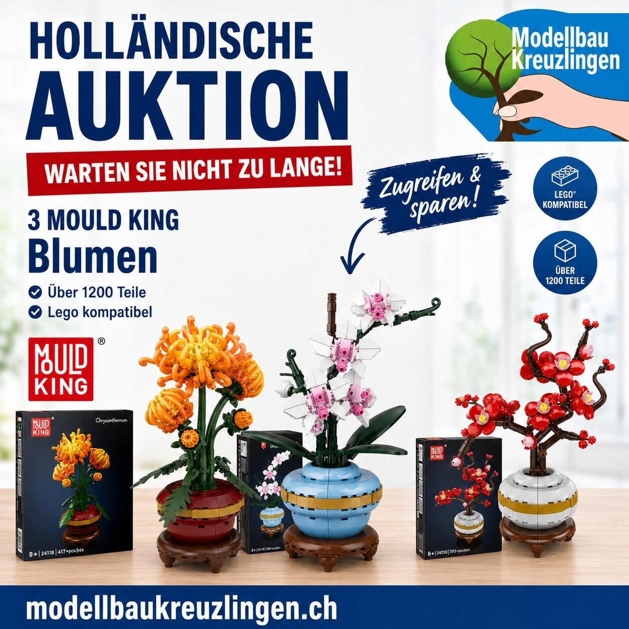 Mould King 3 verschiedene Blumen