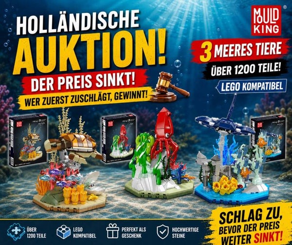 Mould King 3 Meerestiere (Meeresschildkröte, Manta Fisch und Tintenfisch)