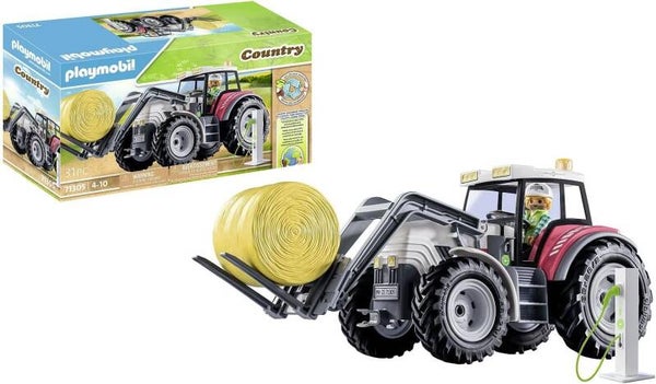 PLAYMOBIL Country 71305 Grosser Traktor, elektrobetriebener Traktor mit aufklappbarem Dach und E-Ladesäule