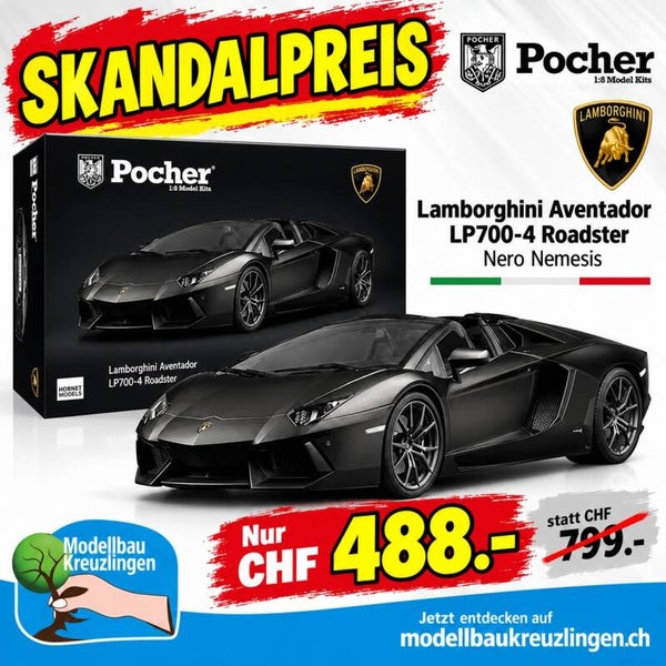 Pocher Lamborghini Aventador LP700-4 Roadster Nero Nemesis