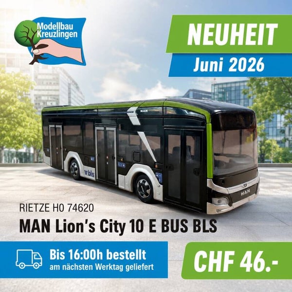 RIETZE H0 74620 MAN Lion's City 10 E BUS BLS (CH) 1:87