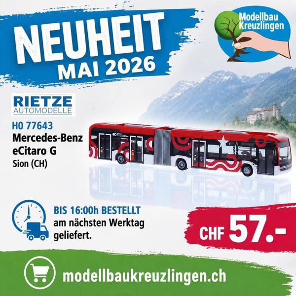 RIETZE H0 77643 Mercedes-Benz eCitaro G Sion (CH) 1:87