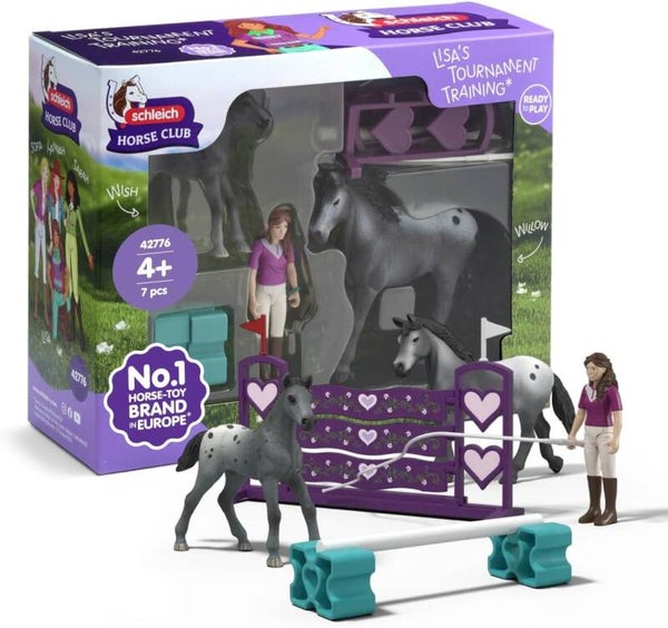 schleich 42776 Horse Club Lisa's Turnier Training Set inkl. Pferd, Fohlen, bewegliche Figur Lisa