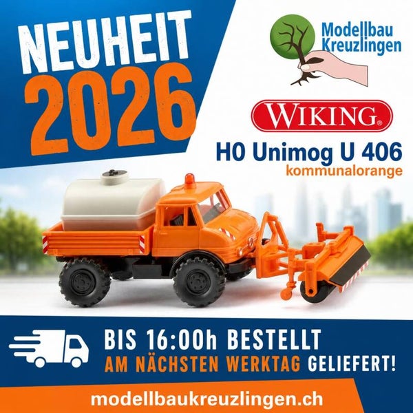 WIKING H0 037112 Unimog U 406 kommunalorange