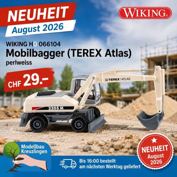 WIKING H0 066104 Mobilbagger (TEREX Atlas) perlweiss