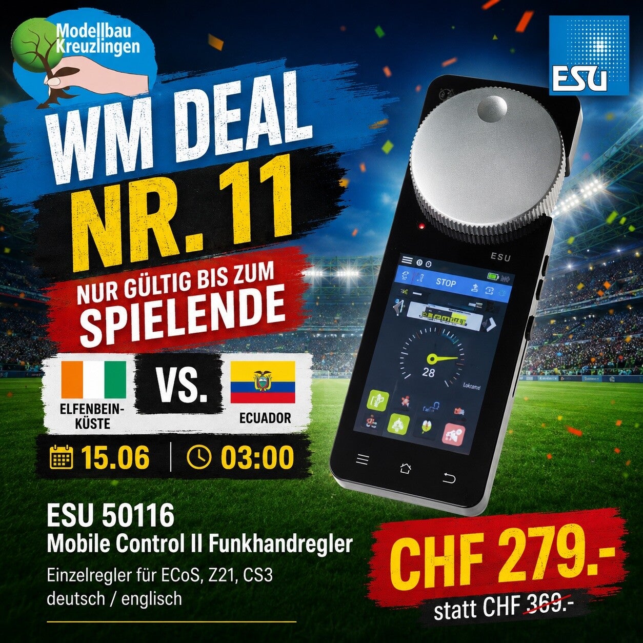 ESU 50116 Mobile Control II Funkhandregler Einzelregler für ECoS,Z21,CS3, deutsch / englisch
