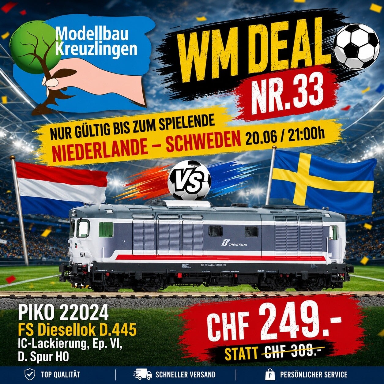 PIKO 22024 FS Diesellok D.445 IC-Lackierung, Ep. VI, D