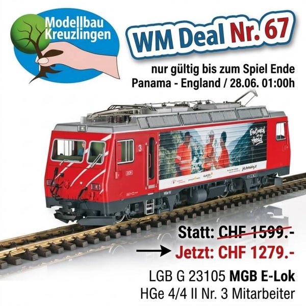 LGB G 23105 E-Lok Nr. 3 HGe 4/4 II Mitarbeiterwerbung