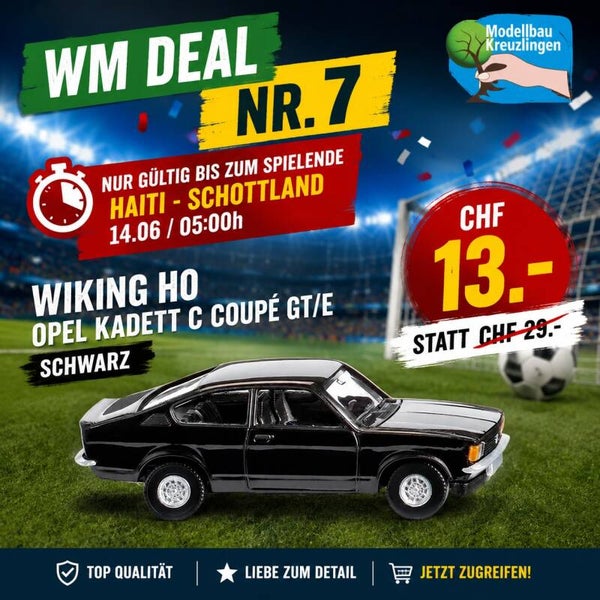 WIKING H0 022903 Opel Kadett C Coupé GT/E - schwarz