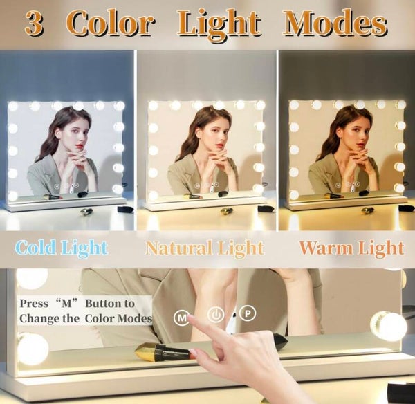 Hollywood vanity mirror with lights and charging features