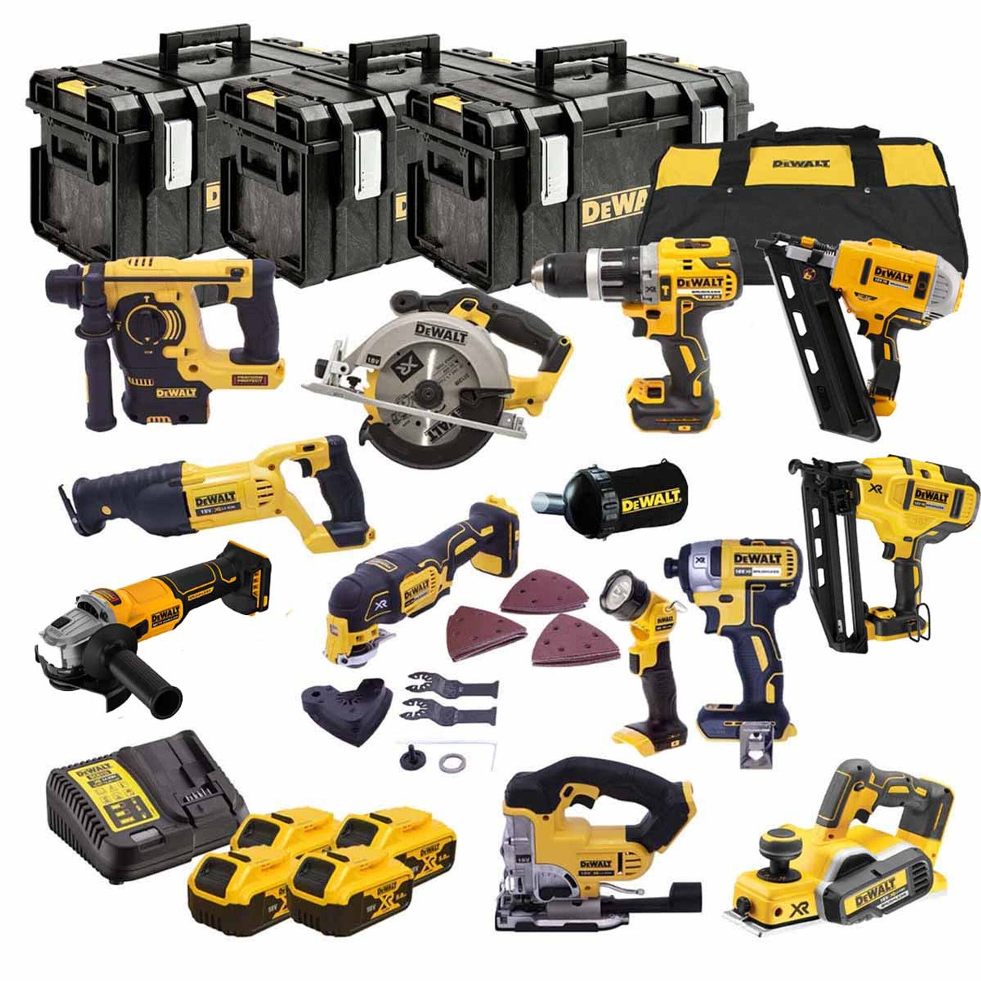 DeWalt TDKIT12X4 XR 18V 12 Piece Power Tool Kit with 4x 5.0Ah Batteries