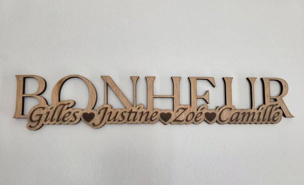 Plaque murale "Bonheur" personnalisée