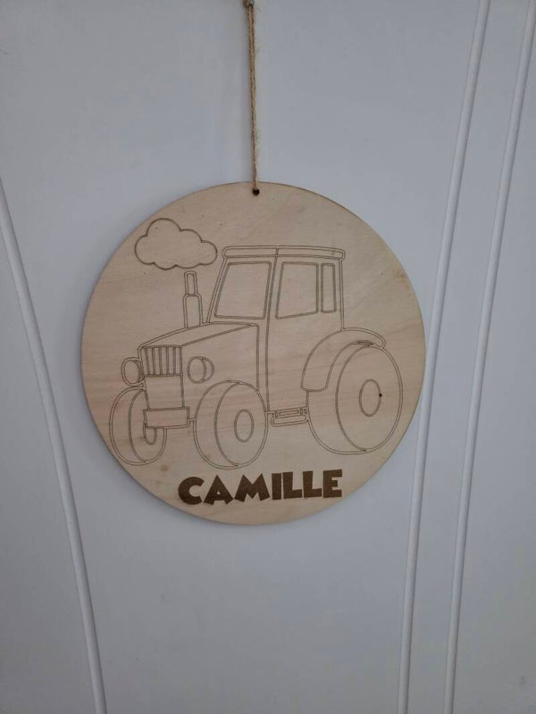 Plaque de porte personnalisée modèle tracteur