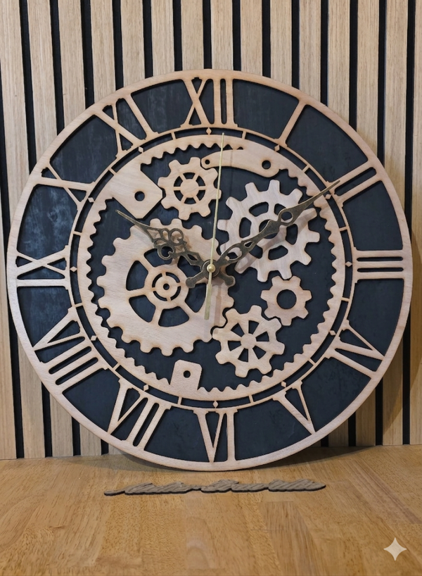 Horloge engrenages bois