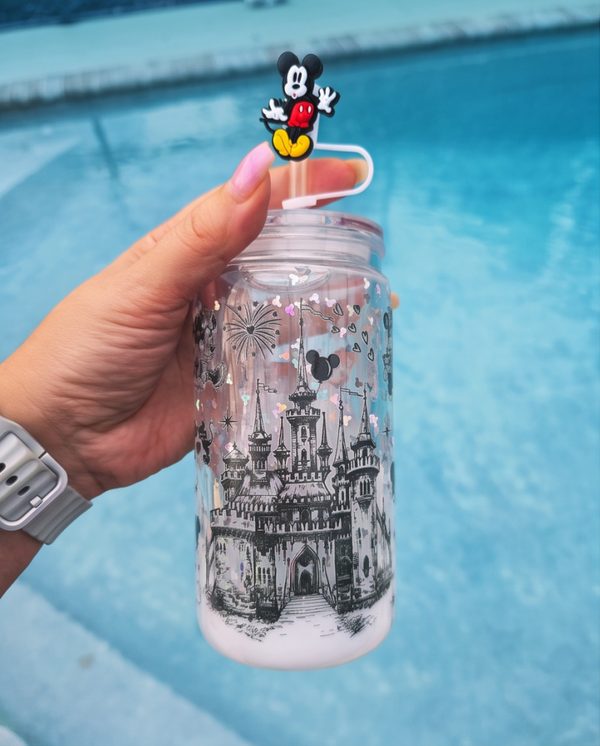 Mickey Castle Reverse Lava 16oz Plastic Snowglobe Tumbler