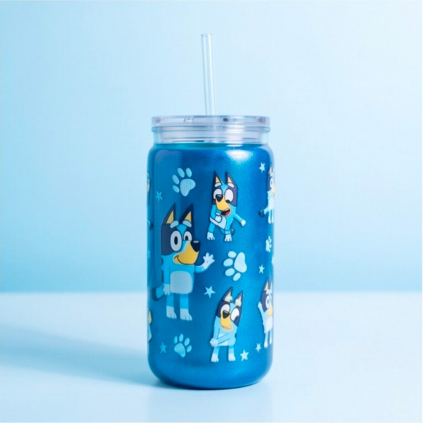 Bluey Mica Style 16oz Plastic Snowglobe Tumbler