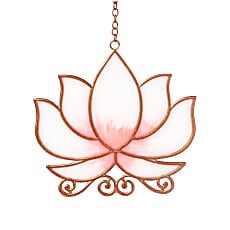 Raamhanger Lotus roze, gekleurd glas
