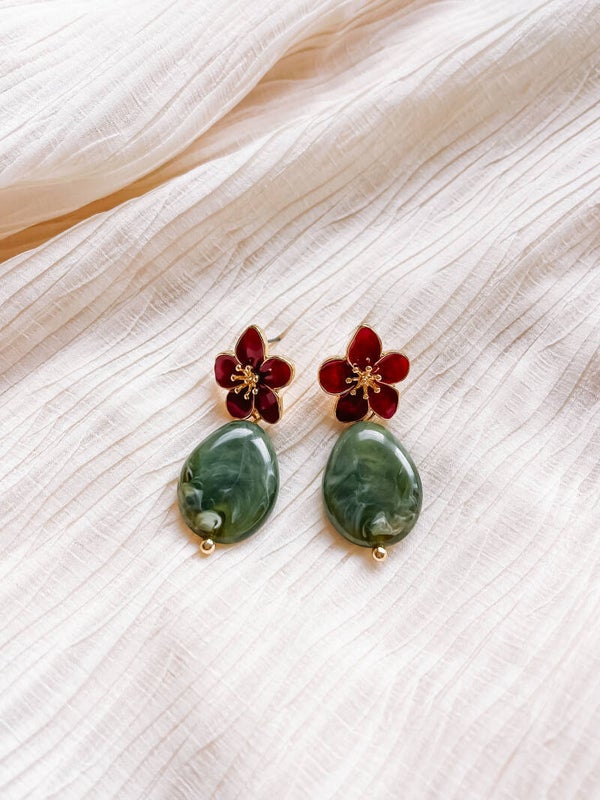 Cécilia | burgundy & green