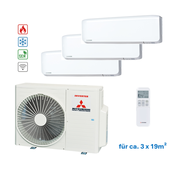 Mitsubishi Klimaanlage Multi-Split SCM 41 ZS + 3x SRK 15 ZS-WF