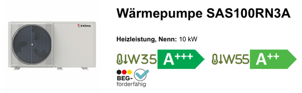 Monoblock Wärmepumpe SAS100RN3A 10,0kW