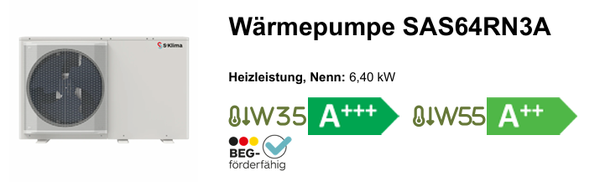 Monoblock Wärmepumpe SAS64RN3A 6,4kW