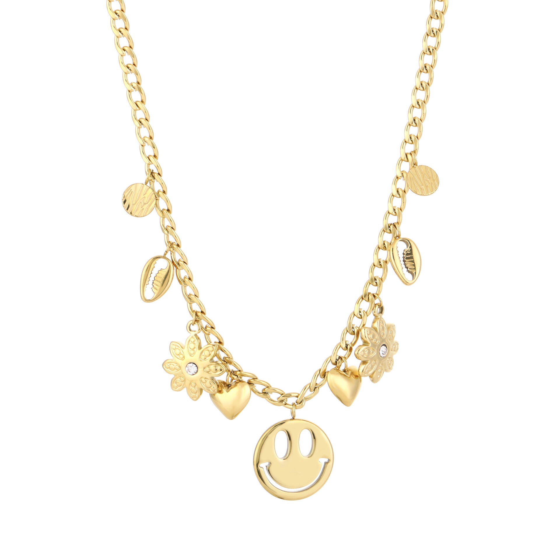 Schakelketting met Smiley bedels