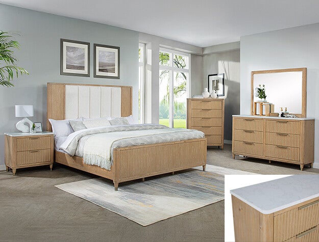 SETB1450 KARA BEDROOM GROUP -CERUSED NATURAL