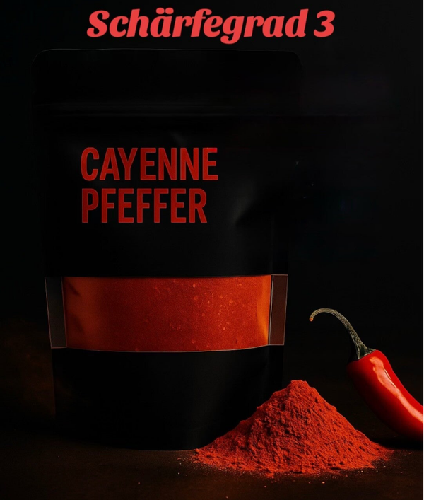 Cayennepfeffer: klassisch würzig, vielseitig einsetzbar, mittlere Schärfe.