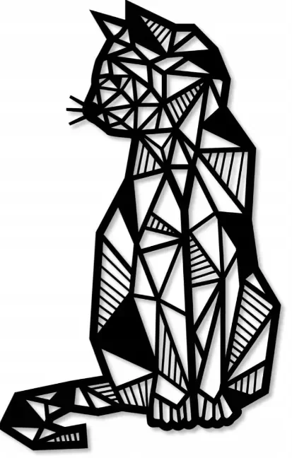 Geometrijska Mačka – Moderna 3D dekoracija s polygon vzorcem