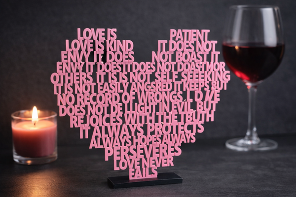 3D natisnjeno srce z napisom | Romantičen dekor za valentinovo