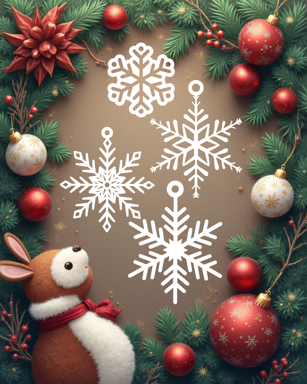 3D Natisnjene Božične Snežinke – Elegantni Beli Okras za Smrekico