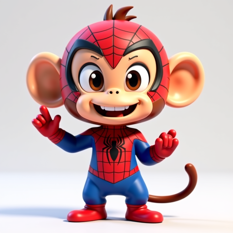 Monkey Spiderman – Chibi 3D model za barvanje