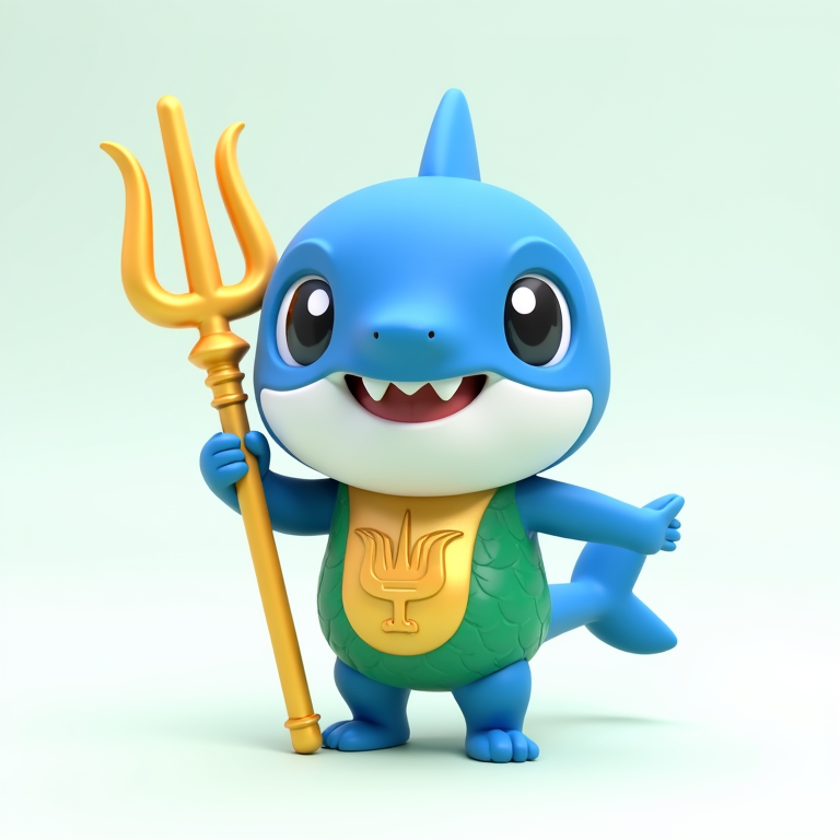 Aquaman Sharky – Chibi 3D model za barvanje
