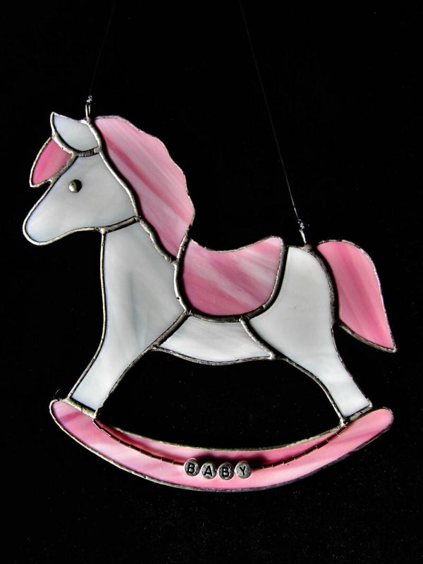 Hobbelpaardje raamhanger rose