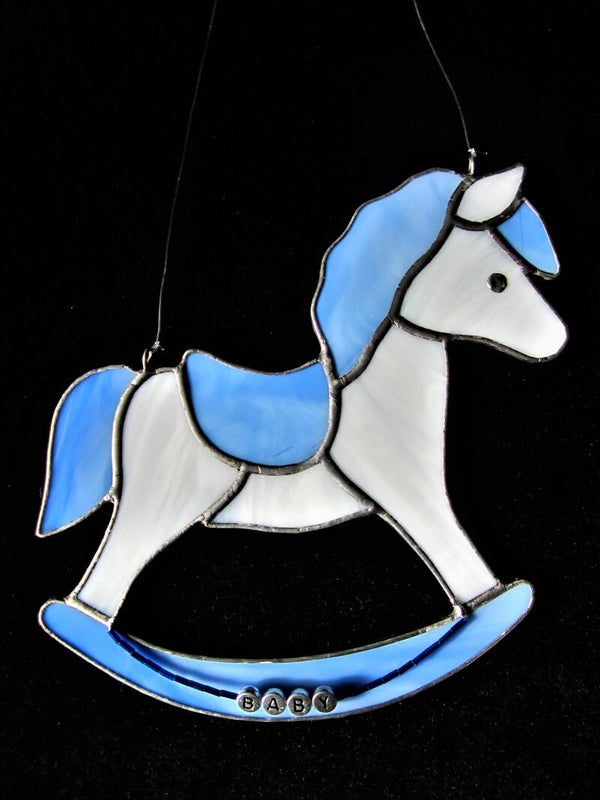 Hobbelpaardje raamhanger blauw
