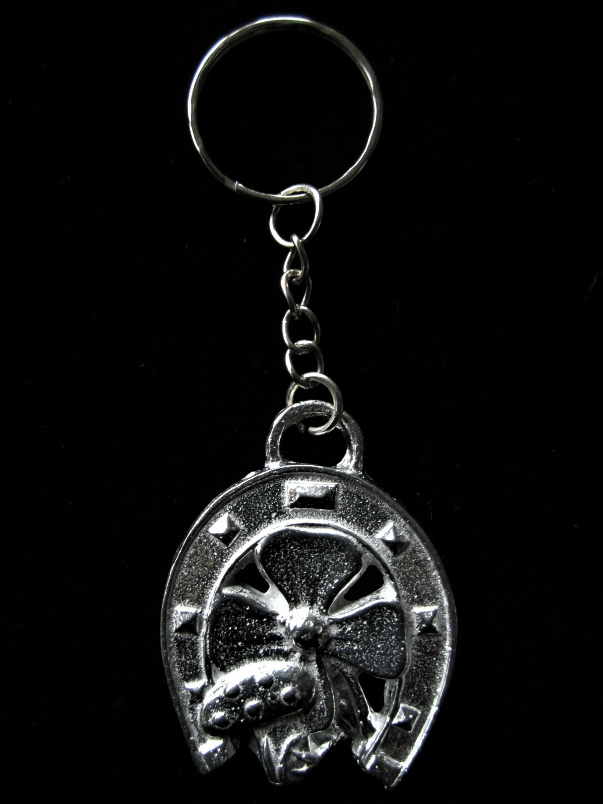 Sleutelhanger hoefijzer met klaver