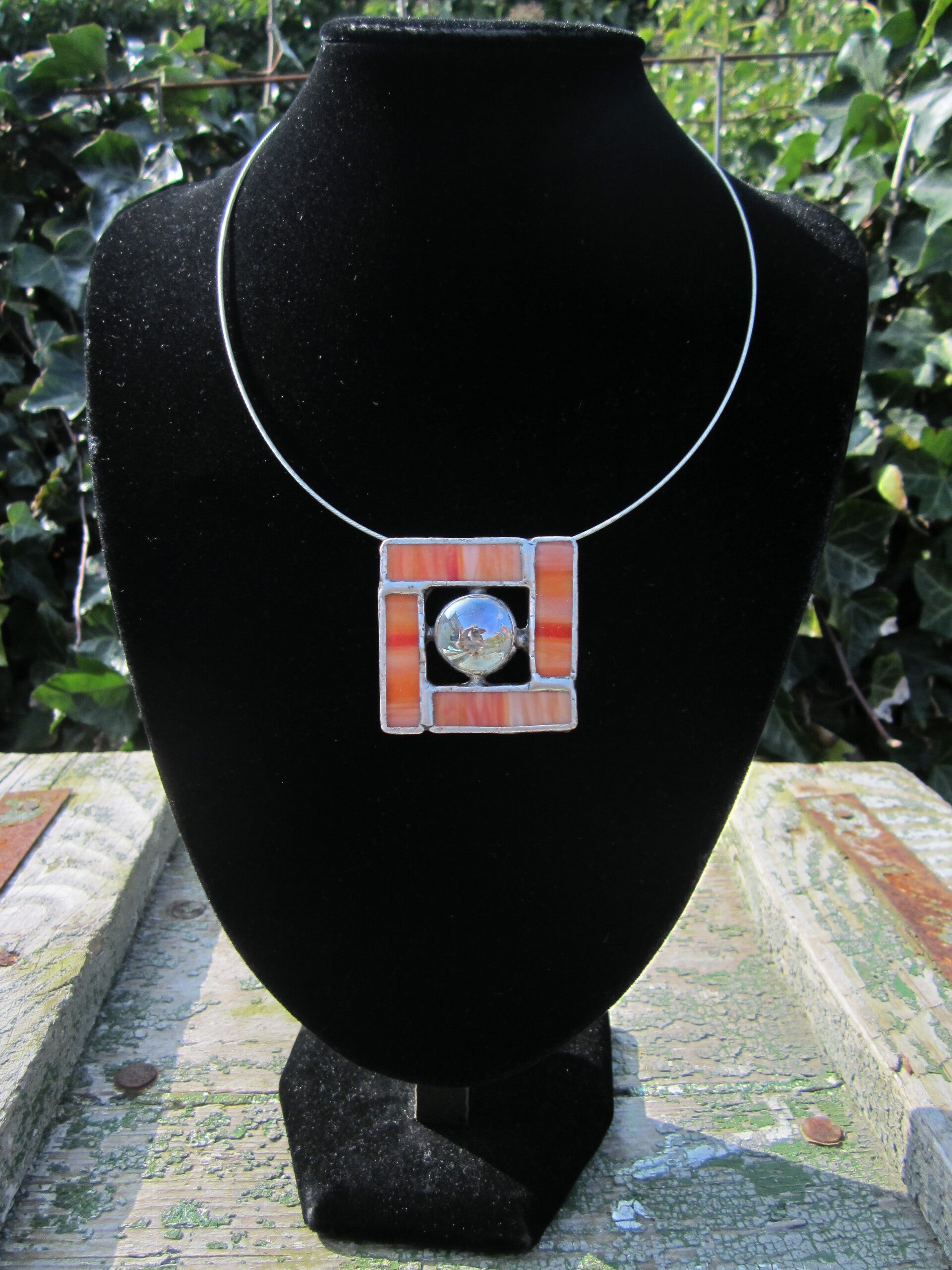 Hanger "Eva" oranje-rood glas