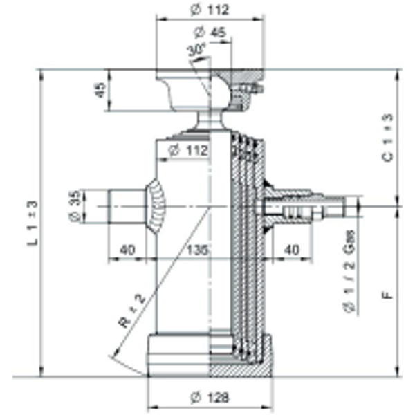 hefcilinder 3065S 7ton slag 1050mm 4 traps schroefpan
