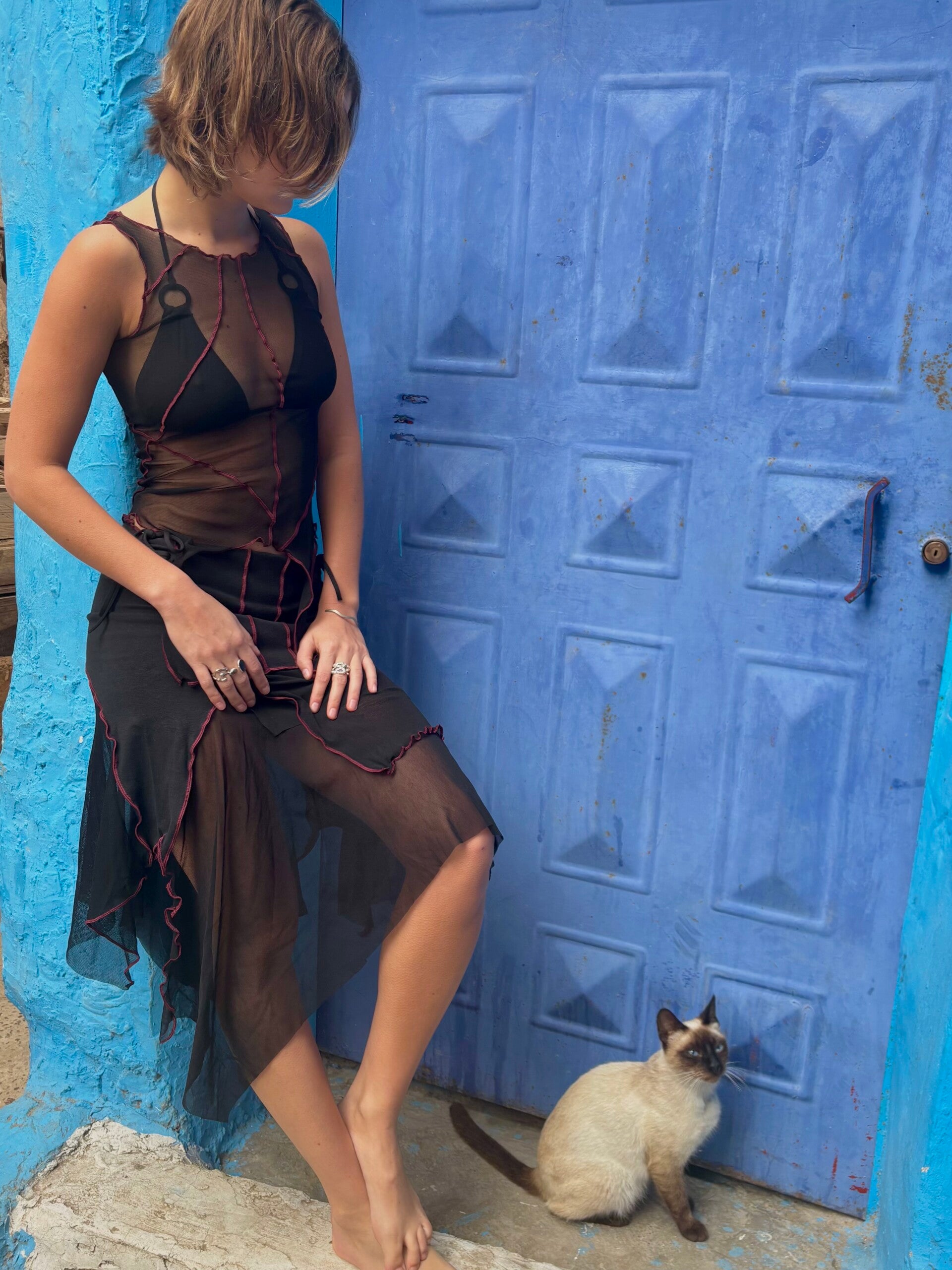 SIZE S/M - MESH SKIRT - Black