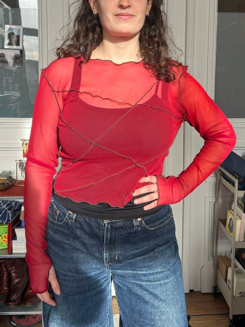 SIZE L - MESH LONGSLEEVE red