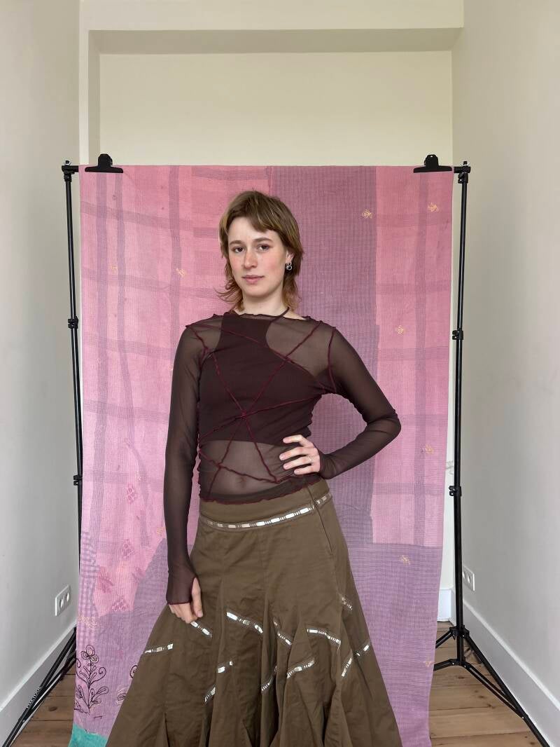 SIZE S - MESH LONGSLEEVE - Dark Brown