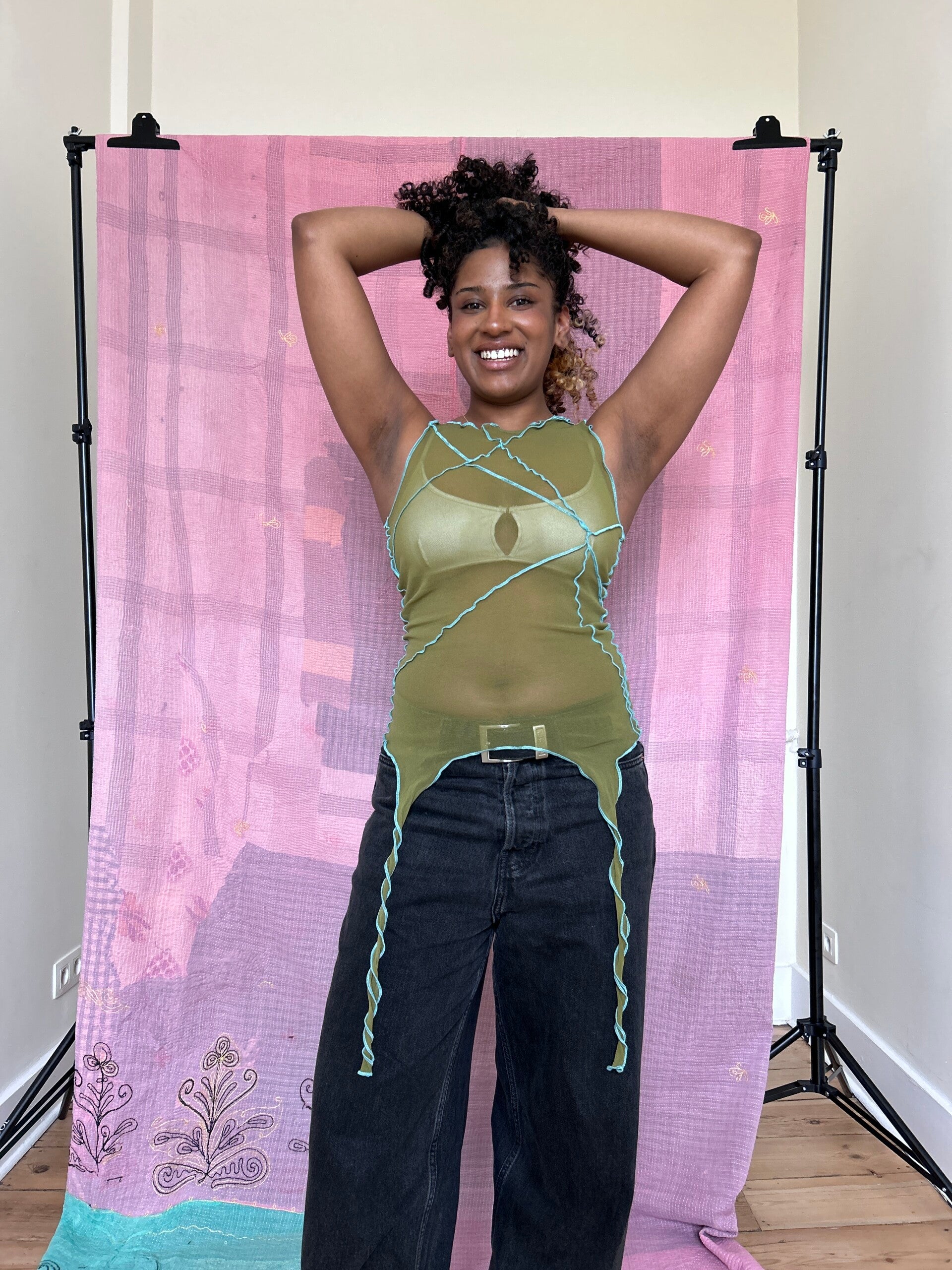 SIZE S/M - MESH TOP - Kaki Green