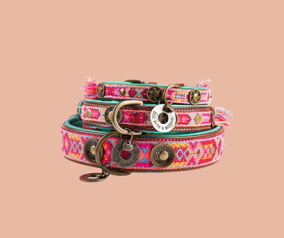 Roze Boho Rosa Hondenhalsband - Dog with a Mission