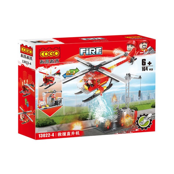 Jeux De Construction Hélicoptère de Pompiers 2in1 En Briques