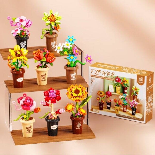 Jeux De Construction Bouquet de 8 MINI Fleurs En Briques