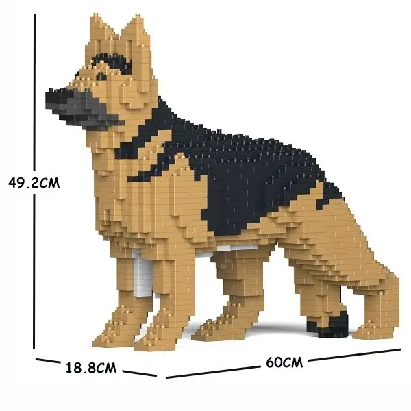 Jeux De Construction Chien Berger Allemand noir et feu 1370 pcs En Briques JECKA