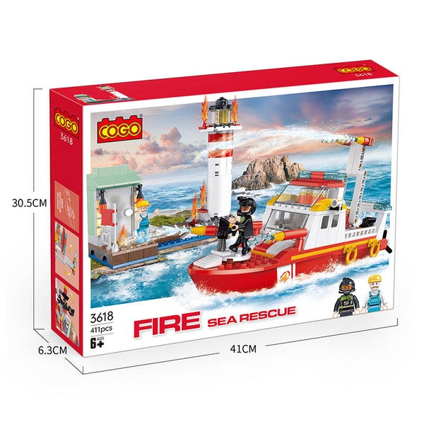 Jeux De Construction Pompiers Bateau et Phare En Briques